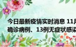 今日最新疫情实时消息 11月11日0-10时，宁波市新增4例确诊病例、13例无症状感染者，均在集中隔离点检出