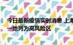 今日最新疫情实时消息 上海新增社会面1例本土确诊病例，一地列为高风险区