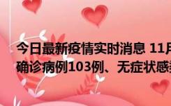 今日最新疫情实时消息 11月13日0—18时，重庆新增本土确诊病例103例、无症状感染者961例