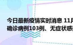 今日最新疫情实时消息 11月13日0—18时，重庆新增本土确诊病例103例、无症状感染者961例