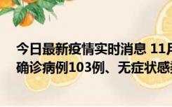 今日最新疫情实时消息 11月13日0—18时，重庆新增本土确诊病例103例、无症状感染者961例