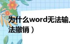 为什么word无法输入文字（为什么word无法撤销）