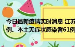 今日最新疫情实时消息 江苏11月14日新增本土确诊病例12例、本土无症状感染者61例