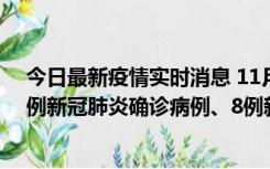 今日最新疫情实时消息 11月14日0-20时，浙江宁波新增2例新冠肺炎确诊病例、8例新冠肺炎无症状感染者