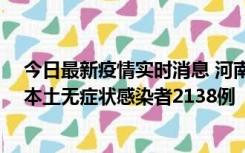 今日最新疫情实时消息 河南昨日新增本土确诊病例149例、本土无症状感染者2138例