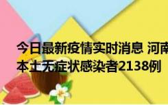 今日最新疫情实时消息 河南昨日新增本土确诊病例149例、本土无症状感染者2138例