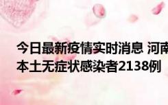 今日最新疫情实时消息 河南昨日新增本土确诊病例149例、本土无症状感染者2138例