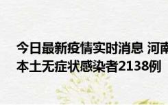 今日最新疫情实时消息 河南昨日新增本土确诊病例149例、本土无症状感染者2138例