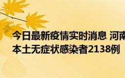 今日最新疫情实时消息 河南昨日新增本土确诊病例149例、本土无症状感染者2138例