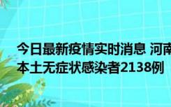 今日最新疫情实时消息 河南昨日新增本土确诊病例149例、本土无症状感染者2138例