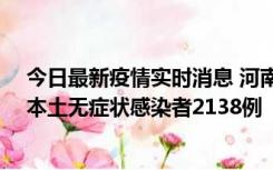 今日最新疫情实时消息 河南昨日新增本土确诊病例149例、本土无症状感染者2138例