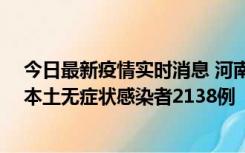 今日最新疫情实时消息 河南昨日新增本土确诊病例149例、本土无症状感染者2138例