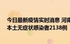 今日最新疫情实时消息 河南昨日新增本土确诊病例149例、本土无症状感染者2138例