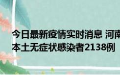 今日最新疫情实时消息 河南昨日新增本土确诊病例149例、本土无症状感染者2138例