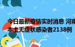 今日最新疫情实时消息 河南昨日新增本土确诊病例149例、本土无症状感染者2138例