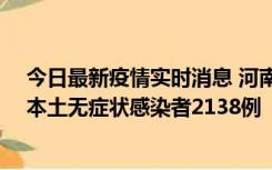 今日最新疫情实时消息 河南昨日新增本土确诊病例149例、本土无症状感染者2138例