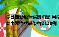 今日最新疫情实时消息 河南昨日新增本土确诊病例149例、本土无症状感染者2138例