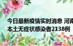 今日最新疫情实时消息 河南昨日新增本土确诊病例149例、本土无症状感染者2138例