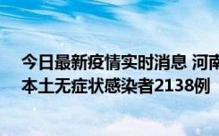 今日最新疫情实时消息 河南昨日新增本土确诊病例149例、本土无症状感染者2138例