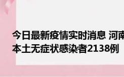 今日最新疫情实时消息 河南昨日新增本土确诊病例149例、本土无症状感染者2138例