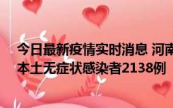 今日最新疫情实时消息 河南昨日新增本土确诊病例149例、本土无症状感染者2138例