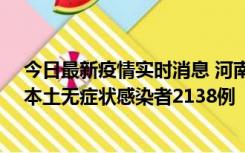 今日最新疫情实时消息 河南昨日新增本土确诊病例149例、本土无症状感染者2138例