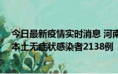 今日最新疫情实时消息 河南昨日新增本土确诊病例149例、本土无症状感染者2138例