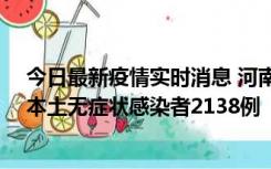 今日最新疫情实时消息 河南昨日新增本土确诊病例149例、本土无症状感染者2138例