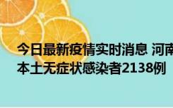 今日最新疫情实时消息 河南昨日新增本土确诊病例149例、本土无症状感染者2138例