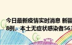 今日最新疫情实时消息 新疆乌鲁木齐市新增本土确诊病例18例、本土无症状感染者563例