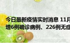 今日最新疫情实时消息 11月19日0-21时，新疆和田地区新增6例确诊病例、226例无症状感染者