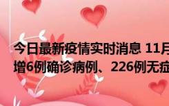 今日最新疫情实时消息 11月19日0-21时，新疆和田地区新增6例确诊病例、226例无症状感染者