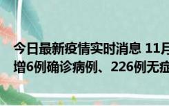 今日最新疫情实时消息 11月19日0-21时，新疆和田地区新增6例确诊病例、226例无症状感染者