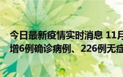 今日最新疫情实时消息 11月19日0-21时，新疆和田地区新增6例确诊病例、226例无症状感染者