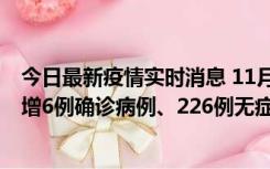 今日最新疫情实时消息 11月19日0-21时，新疆和田地区新增6例确诊病例、226例无症状感染者