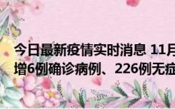 今日最新疫情实时消息 11月19日0-21时，新疆和田地区新增6例确诊病例、226例无症状感染者