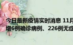 今日最新疫情实时消息 11月19日0-21时，新疆和田地区新增6例确诊病例、226例无症状感染者