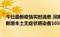 今日最新疫情实时消息 河南昨日新增本土确诊病例161例、新增本土无症状感染者1050例