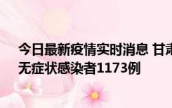 今日最新疫情实时消息 甘肃11月20日新增确诊病例18例、无症状感染者1173例