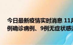 今日最新疫情实时消息 11月21日0-17时，浙江宁波新增2例确诊病例、9例无症状感染者