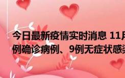 今日最新疫情实时消息 11月21日0-17时，浙江宁波新增2例确诊病例、9例无症状感染者