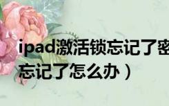 ipad激活锁忘记了密码怎么办（ipad激活锁忘记了怎么办）