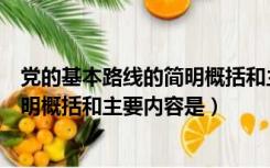 党的基本路线的简明概括和主要内容是（党的基本路线的简明概括和主要内容是）