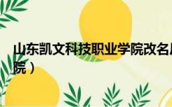 山东凯文科技职业学院改名后叫什么（山东凯文科技职业学院）