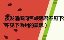 夜发清溪向三峡思君不见下渝州翻译（夜发清溪向三峡思君不见下渝州的意思）