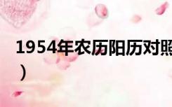 1954年农历阳历对照表（1983年农历阳历表）