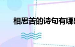 相思苦的诗句有哪些（相思苦的诗句）