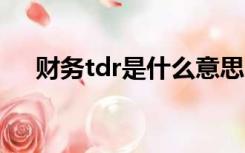 财务tdr是什么意思（TDR是什么意思）