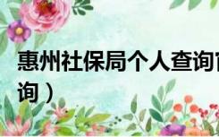 惠州社保局个人查询官网（惠州社保局个人查询）