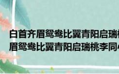 白首齐眉鸳鸯比翼青阳启瑞桃李同心在什么场合用（白首齐眉鸳鸯比翼青阳启瑞桃李同心）